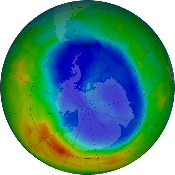 Antarctic ozone map for 10 September 2012